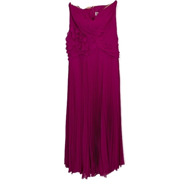 DAYMOR COUTURE 811SC RUFFLE FLORAL ACCENTED SWEETHEART PLEATED STRAPLESS GOWN - Picture 2 of 13